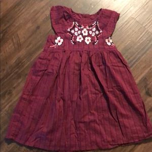 Wine Embroidered Dress